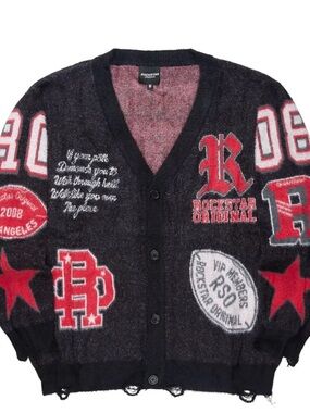 NWT!!! Rockstar Original Black & Red Varsity Patch Cardigan